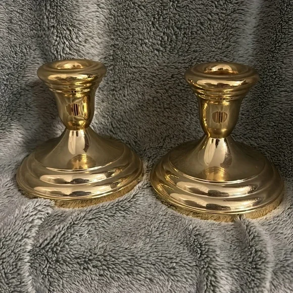 Pair of FB Rogers silver-plate Japan candlesticks. About 3-1/2” tall. - Picture 2 of 4